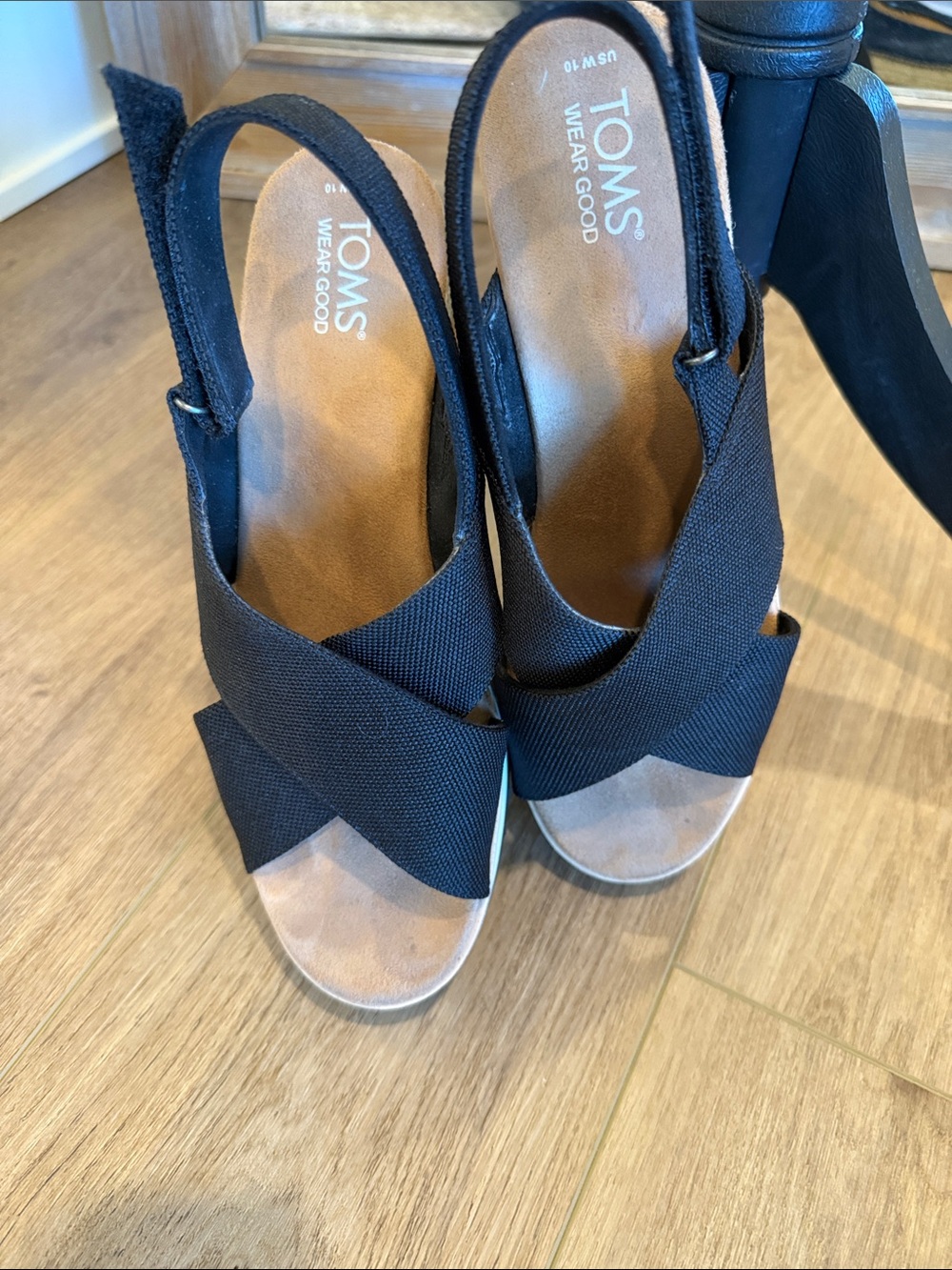 TOMS Black Crisscross Elastic Slingback Sandal